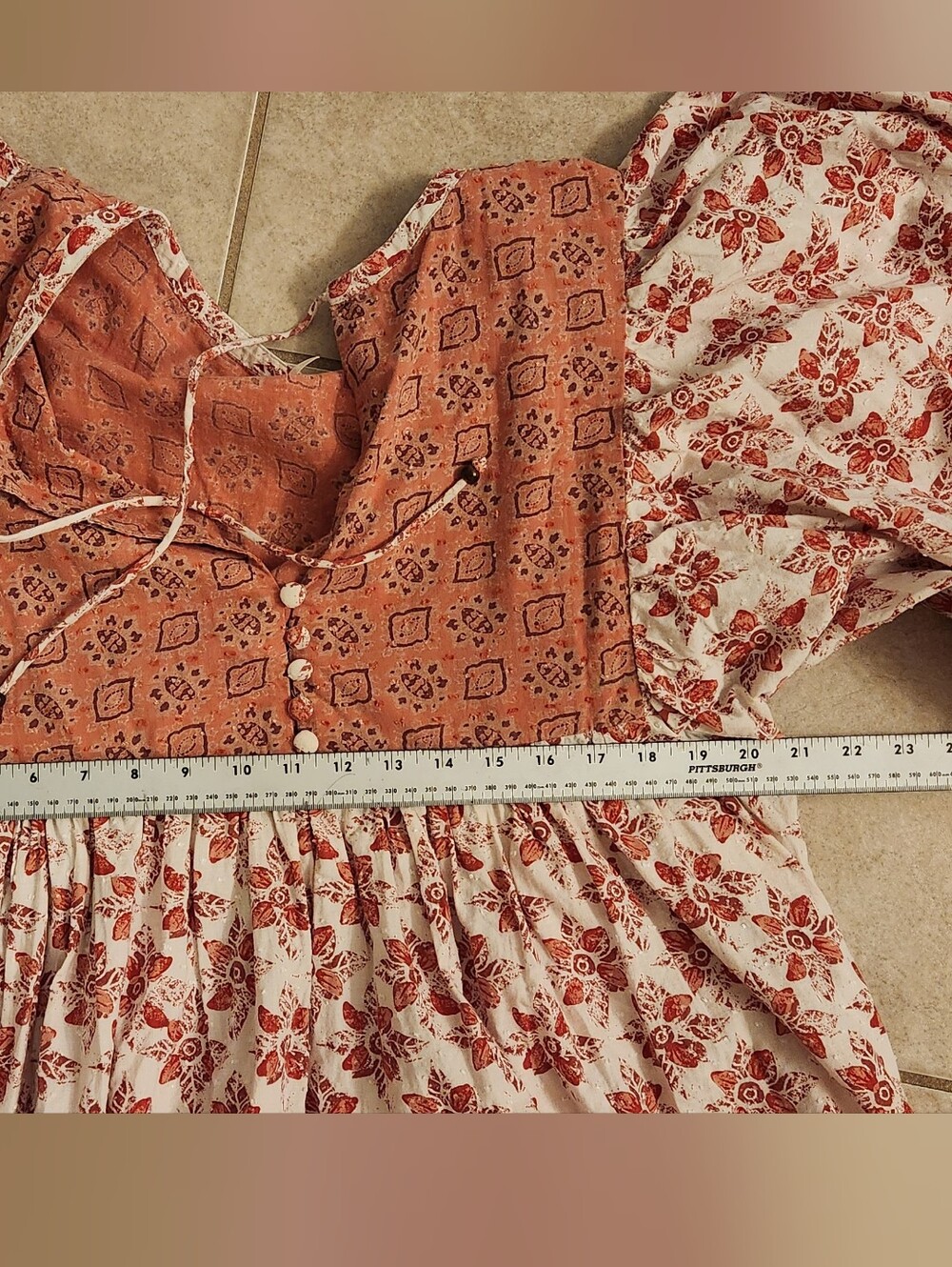 Free People Maxi Dress Size L Red Hazy Maisy Style Unique Details Firm Price - Picture 9 of 16